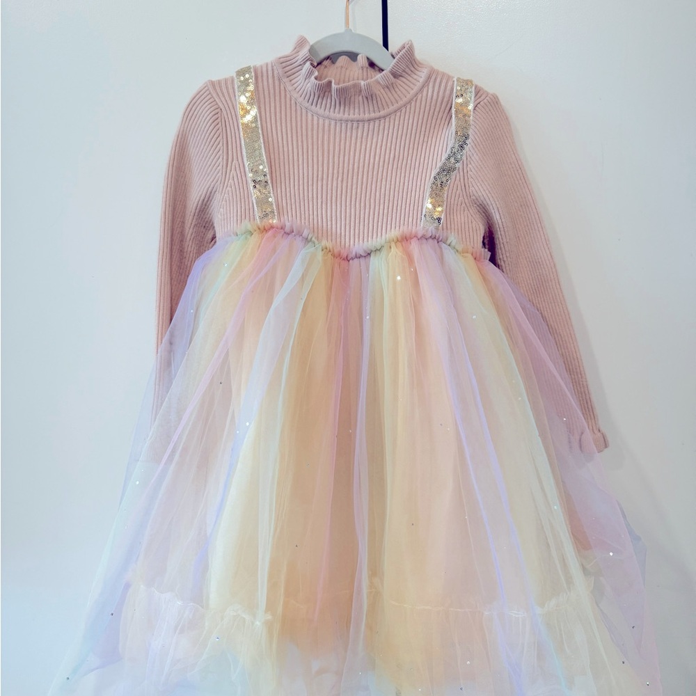 Lola and the boys RAINBOW SHIMMER TULLE DRESS